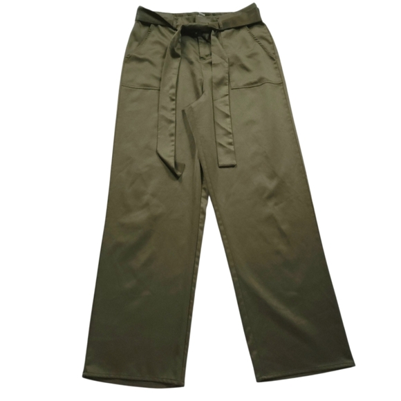 Joie Belted Wide Leg Satin Pants SZ L - Picture 1 of 8
